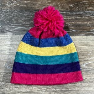 Vintage 70's Meister Wool Striped Beanie with Pom Pom